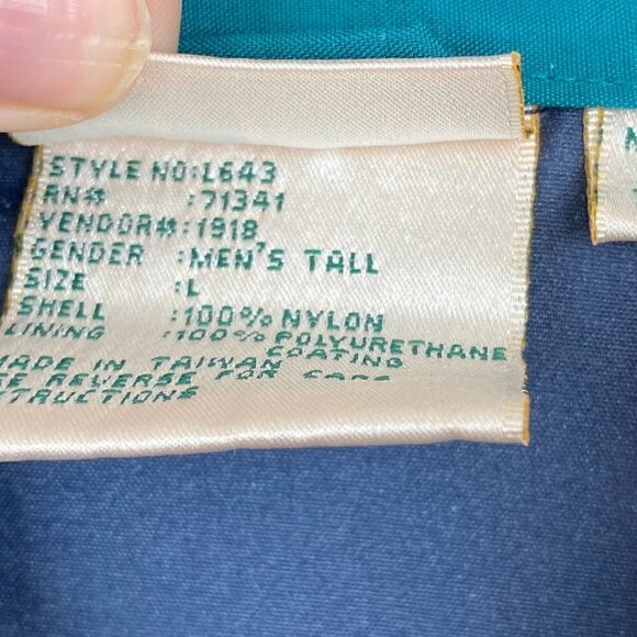 L.L. Bean Vintage Full Zip Windbreaker Navy Teal Men's Large Tall - Picture 5 of 7